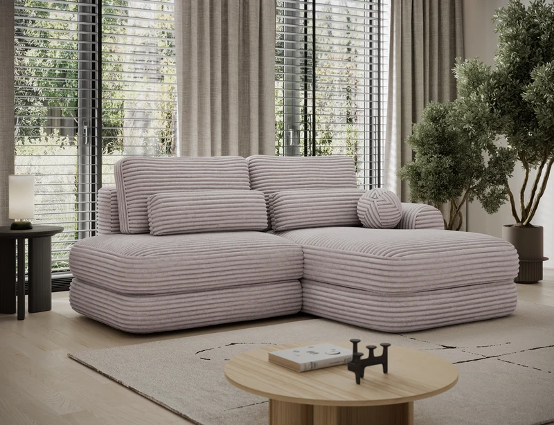 Canapé d'angle convertible design WAGRAM avec coffre de rangement