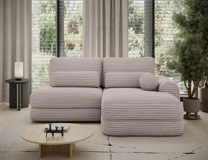 Canapé d'angle convertible design WAGRAM avec coffre de rangement