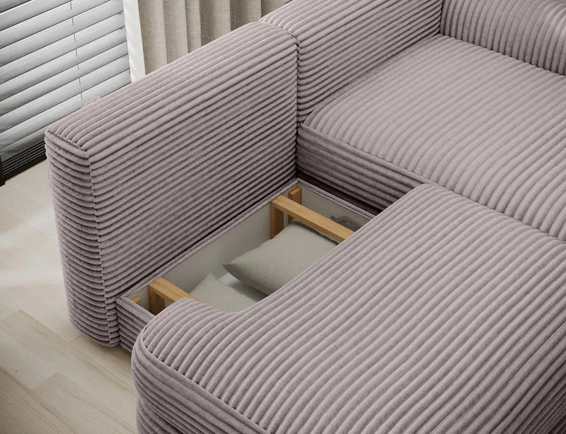 Canapé d'angle convertible design WAGRAM avec coffre de rangement