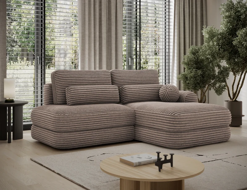 Canapé d'angle convertible design WAGRAM avec coffre de rangement