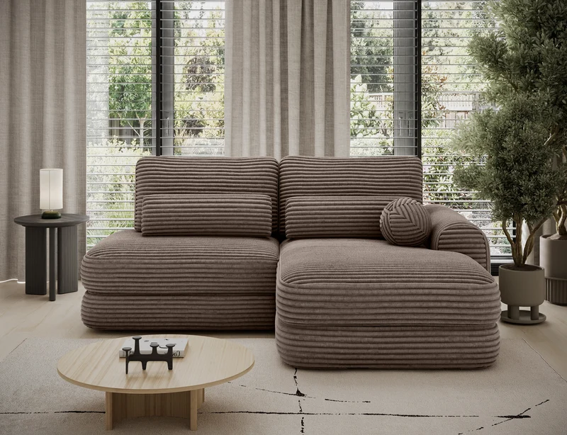 Canapé d'angle convertible design WAGRAM avec coffre de rangement