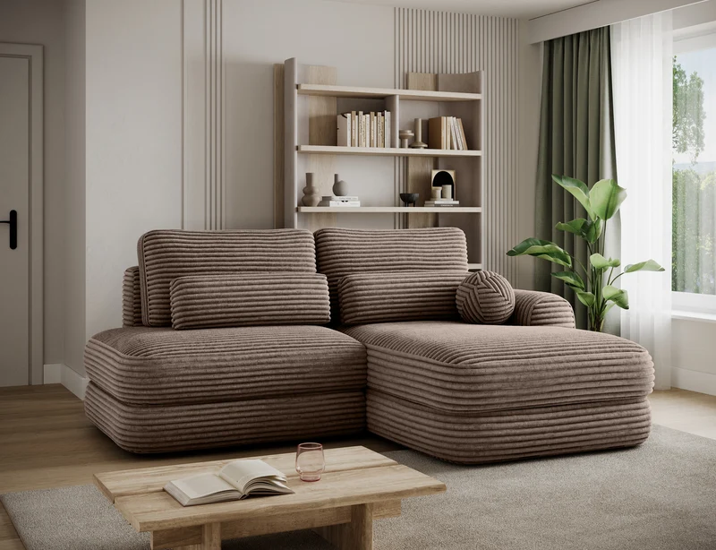Canapé d'angle convertible design WAGRAM avec coffre de rangement