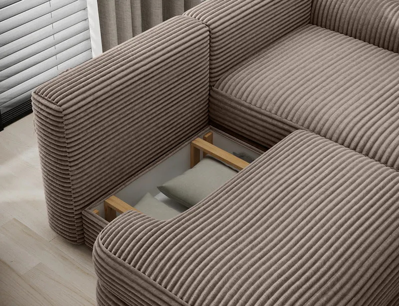 Canapé d'angle convertible design WAGRAM avec coffre de rangement
