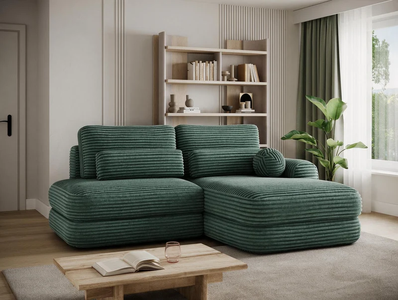 Canapé d'angle convertible design WAGRAM avec coffre de rangement