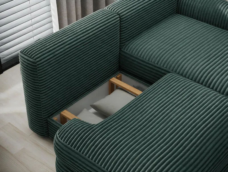 Canapé d'angle convertible design WAGRAM avec coffre de rangement