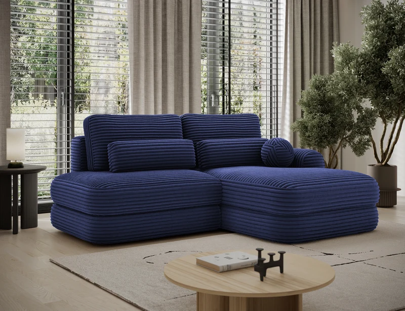 Canapé d'angle convertible design WAGRAM avec coffre de rangement