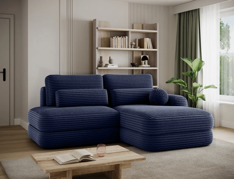 Canapé d'angle convertible design WAGRAM avec coffre de rangement