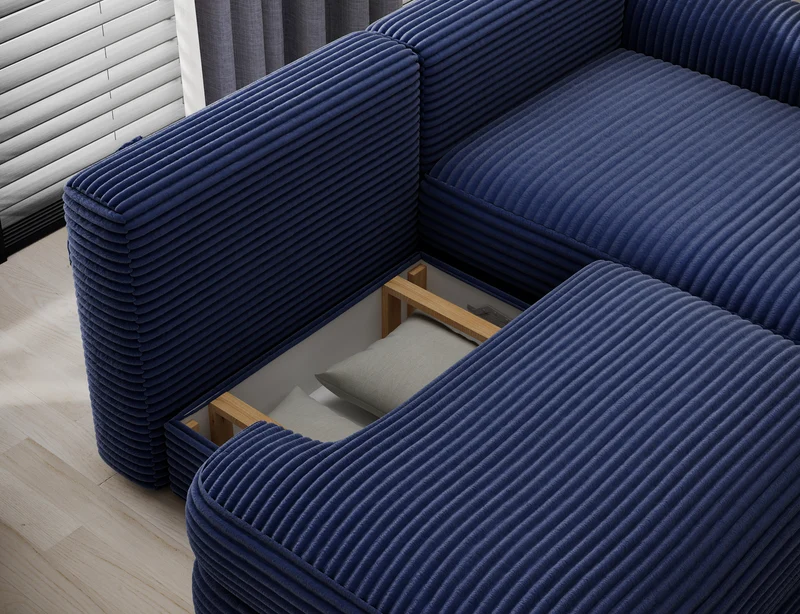 Canapé d'angle convertible design WAGRAM avec coffre de rangement