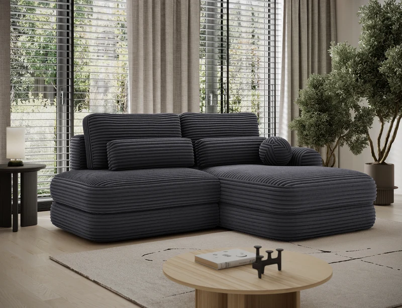 Canapé d'angle convertible design WAGRAM avec coffre de rangement