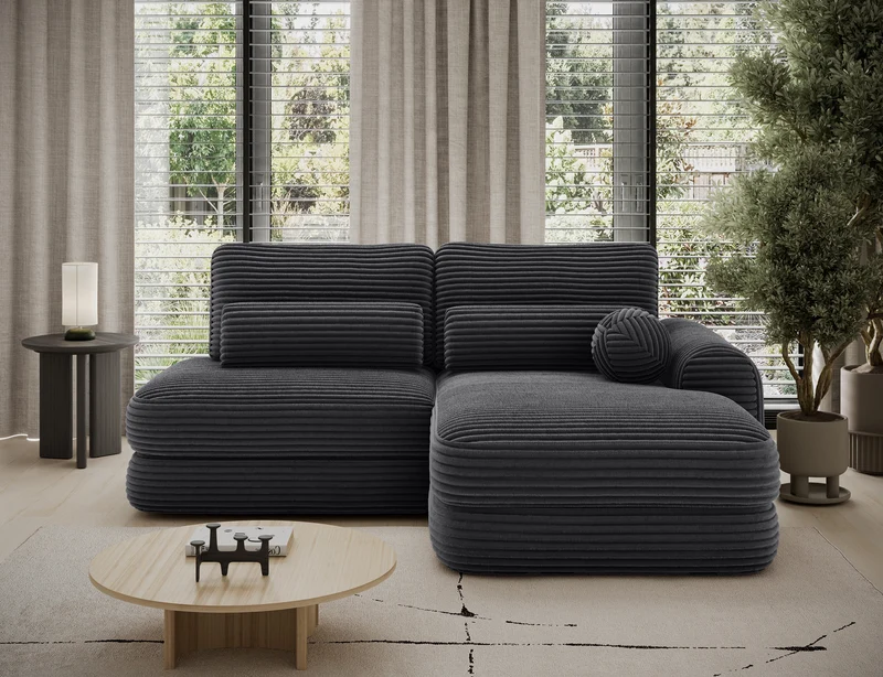 Canapé d'angle convertible design WAGRAM avec coffre de rangement
