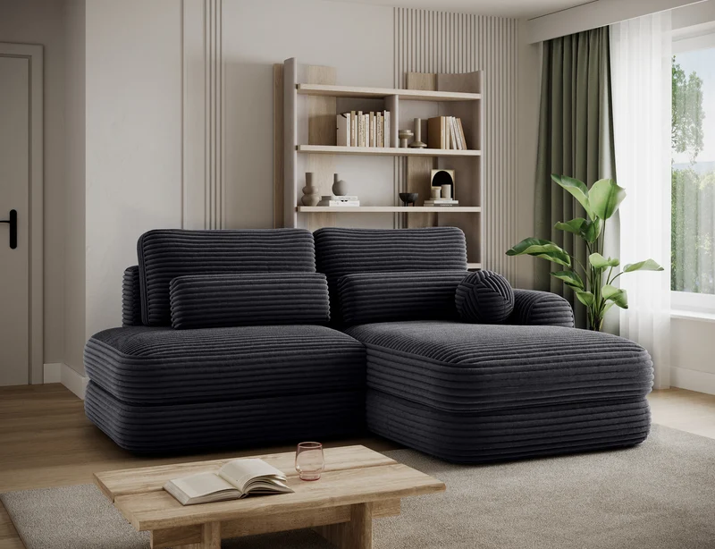 Canapé d'angle convertible design WAGRAM avec coffre de rangement