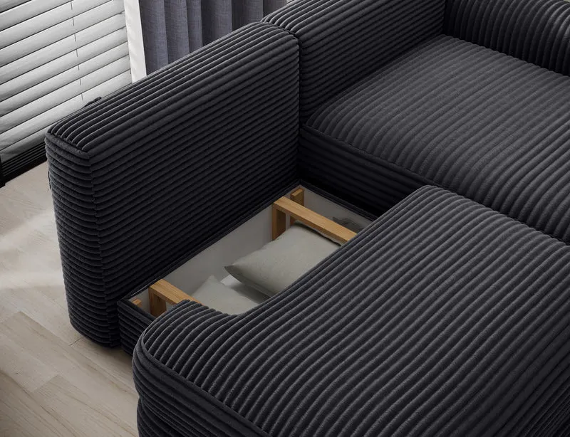 Canapé d'angle convertible design WAGRAM avec coffre de rangement