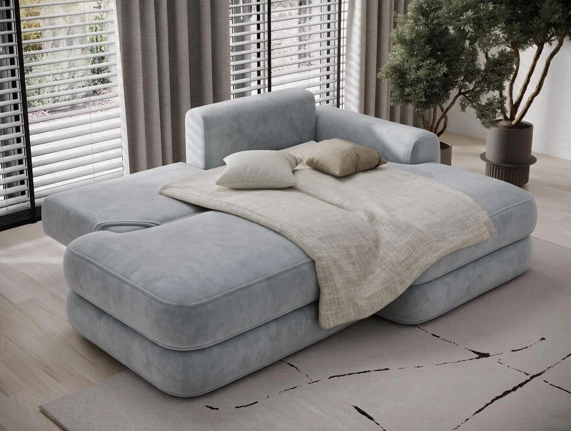 Canapé d'angle convertible design WAGRAM avec coffre de rangement