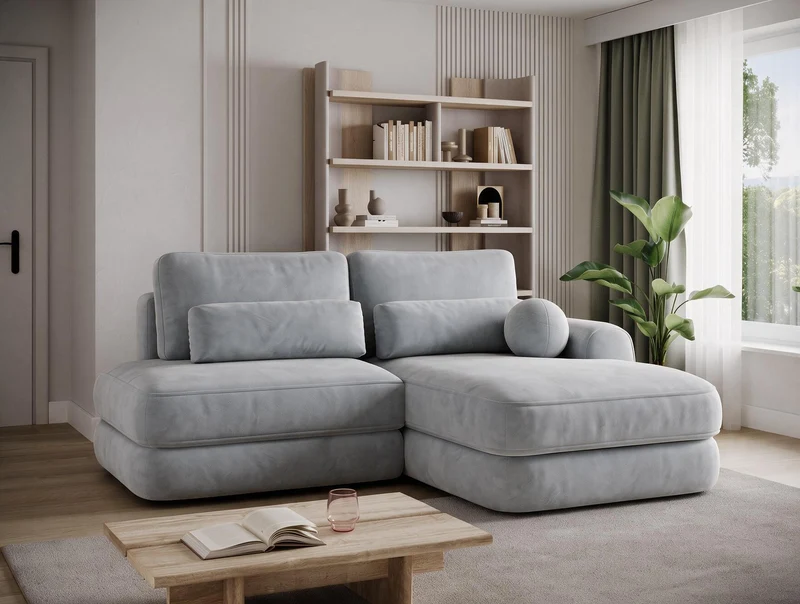Canapé d'angle convertible design WAGRAM avec coffre de rangement