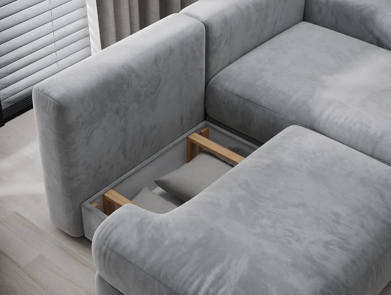 Canapé d'angle convertible design WAGRAM avec coffre de rangement