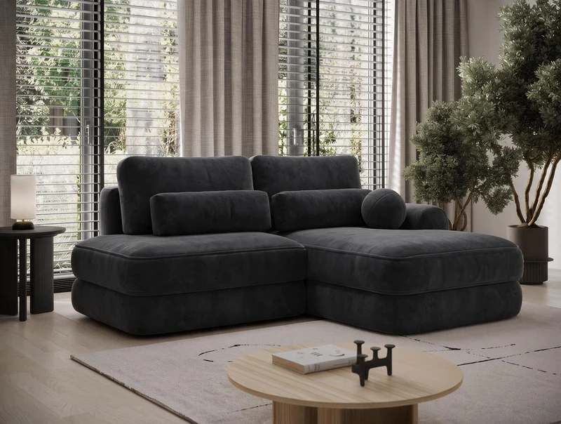 Canapé d'angle convertible design WAGRAM avec coffre de rangement