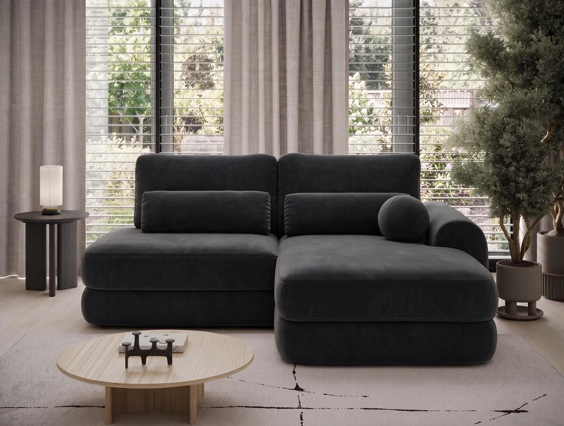 Canapé d'angle convertible design WAGRAM avec coffre de rangement