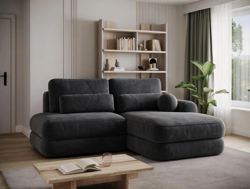 Canapé d'angle convertible design WAGRAM avec coffre de rangement