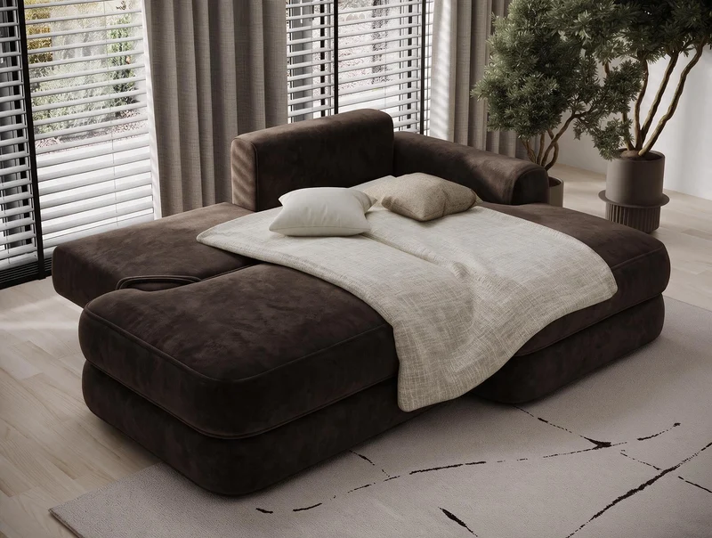 Canapé d'angle convertible design WAGRAM avec coffre de rangement