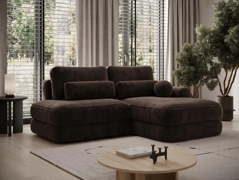Canapé d'angle convertible design WAGRAM avec coffre de rangement
