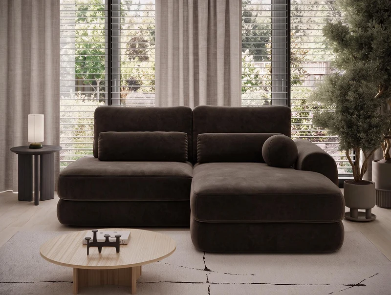 Canapé d'angle convertible design WAGRAM avec coffre de rangement