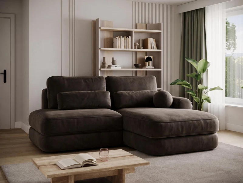 Canapé d'angle convertible design WAGRAM avec coffre de rangement