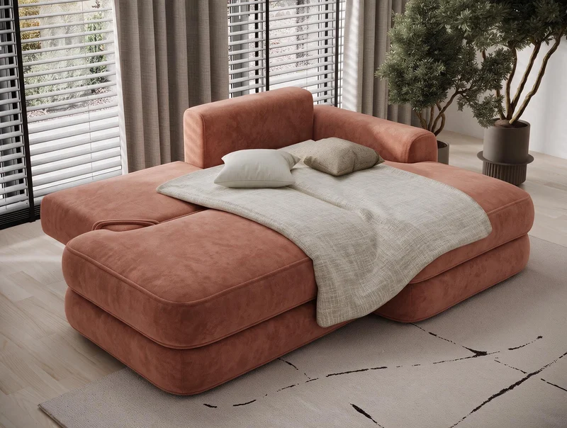 Canapé d'angle convertible design WAGRAM avec coffre de rangement