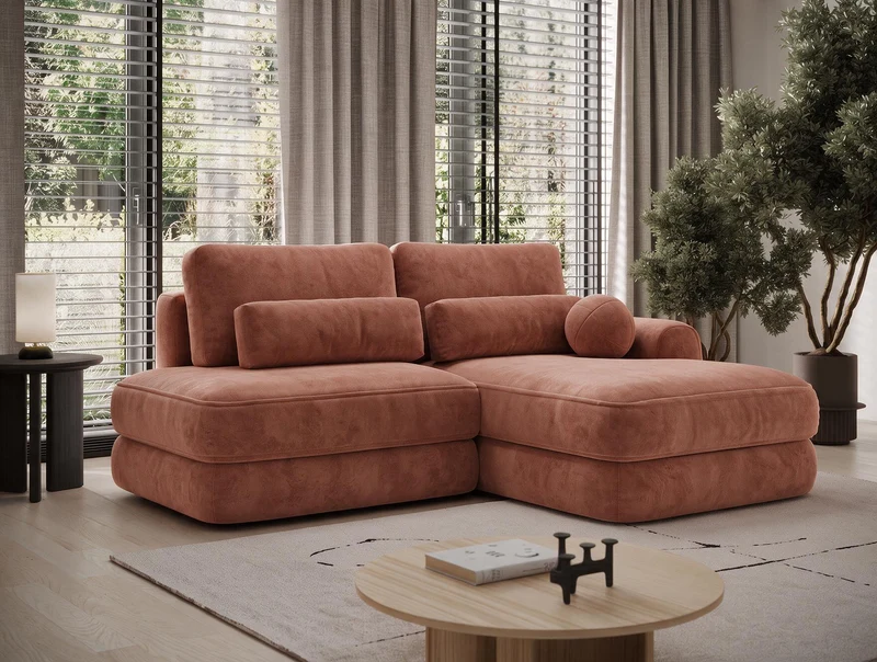 Canapé d'angle convertible design WAGRAM avec coffre de rangement