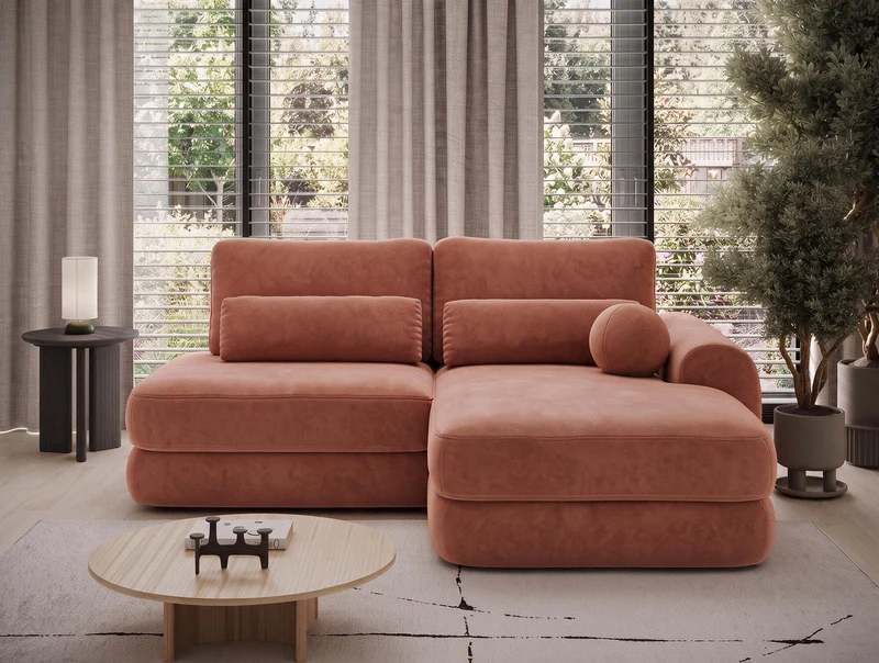 Canapé d'angle convertible design WAGRAM avec coffre de rangement
