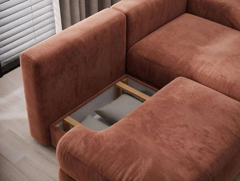 Canapé d'angle convertible design WAGRAM avec coffre de rangement