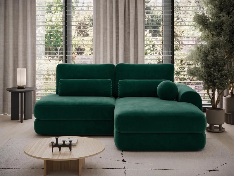 Canapé d'angle convertible design WAGRAM avec coffre de rangement