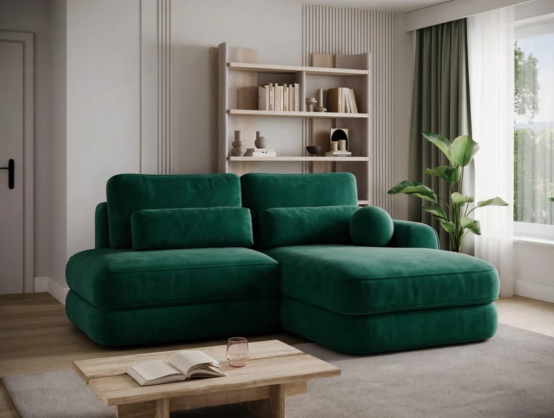 Canapé d'angle convertible design WAGRAM avec coffre de rangement
