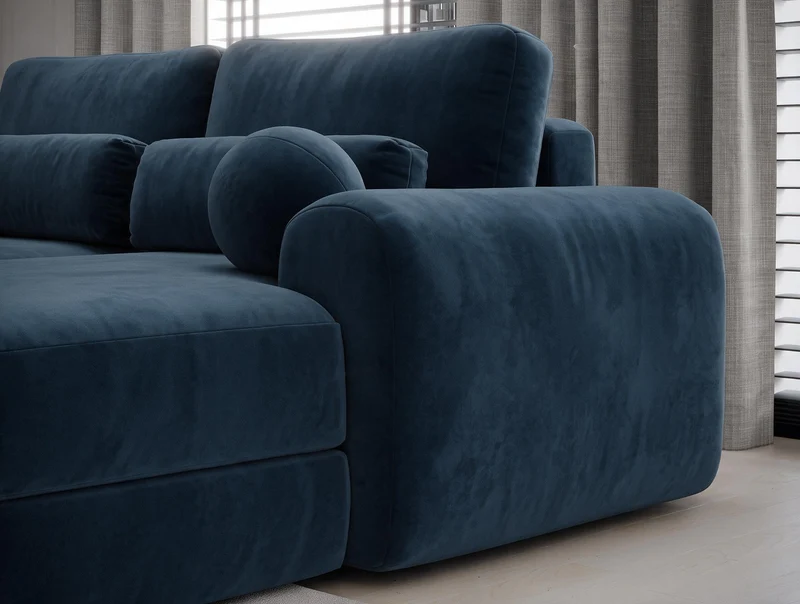 Canapé d'angle convertible design WAGRAM avec coffre de rangement