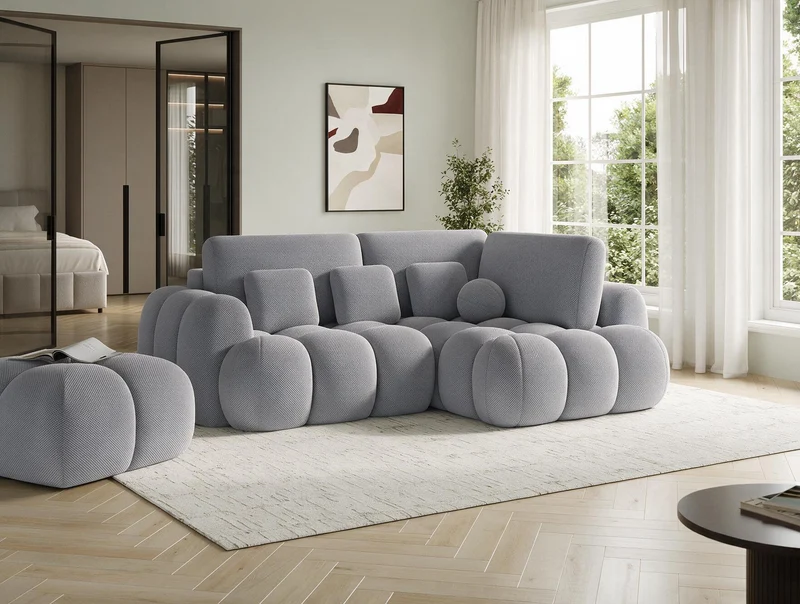 Canapé d'angle convertible design AUBER avec coffre de rangement