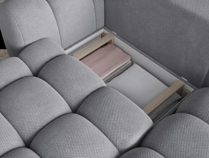 Canapé d'angle convertible design AUBER avec coffre de rangement