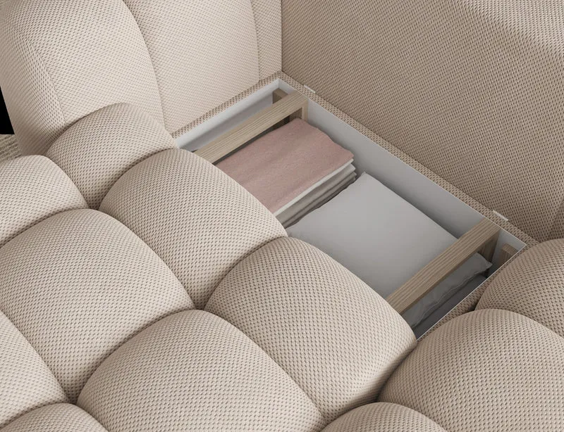 Canapé d'angle convertible design AUBER avec coffre de rangement