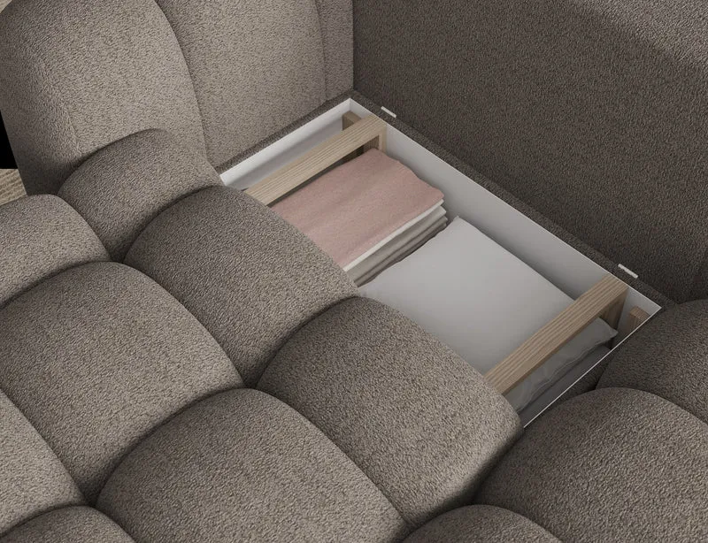 Canapé d'angle convertible design AUBER avec coffre de rangement