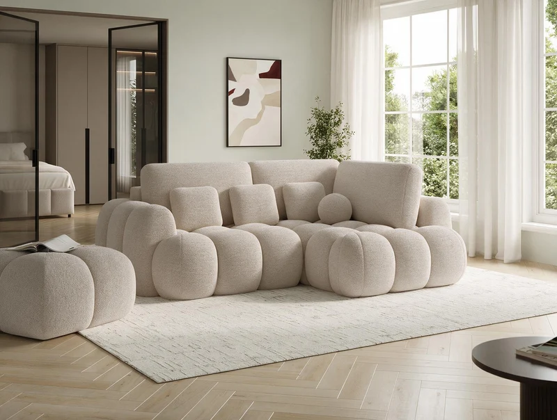 Canapé d'angle convertible design AUBER avec coffre de rangement