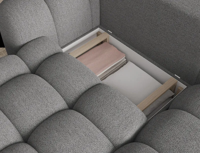 Canapé d'angle convertible design AUBER avec coffre de rangement