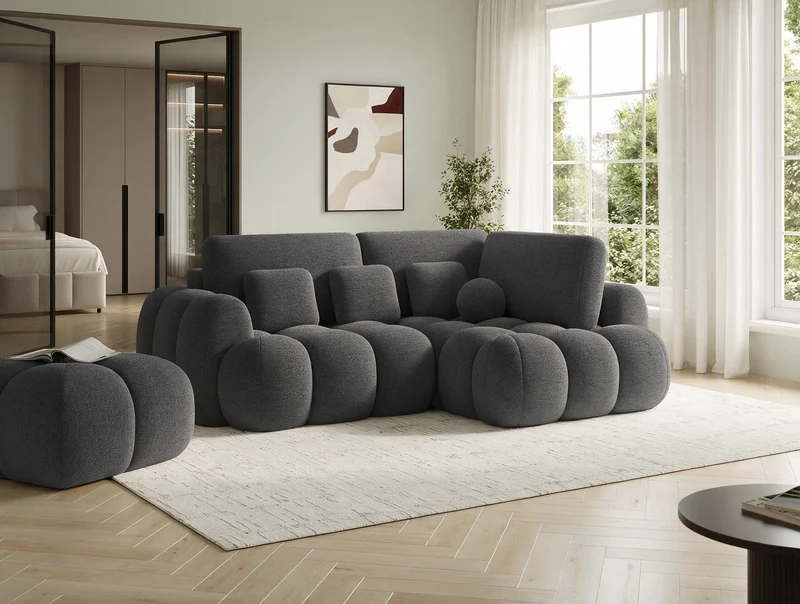 Canapé d'angle convertible design AUBER avec coffre de rangement