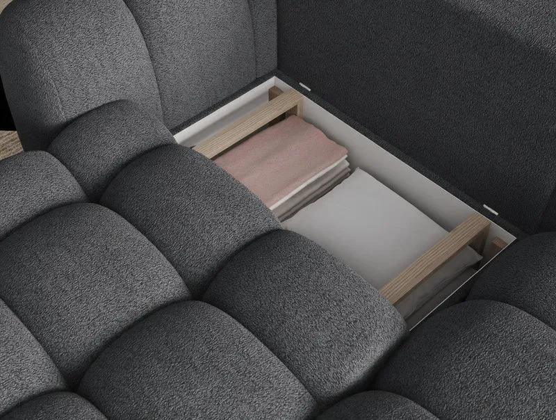 Canapé d'angle convertible design AUBER avec coffre de rangement