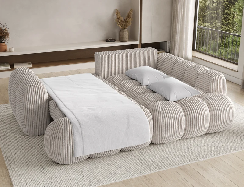 Canapé d'angle convertible design AUBER avec coffre de rangement