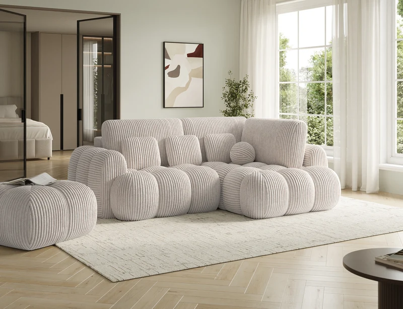 Canapé d'angle convertible design AUBER avec coffre de rangement