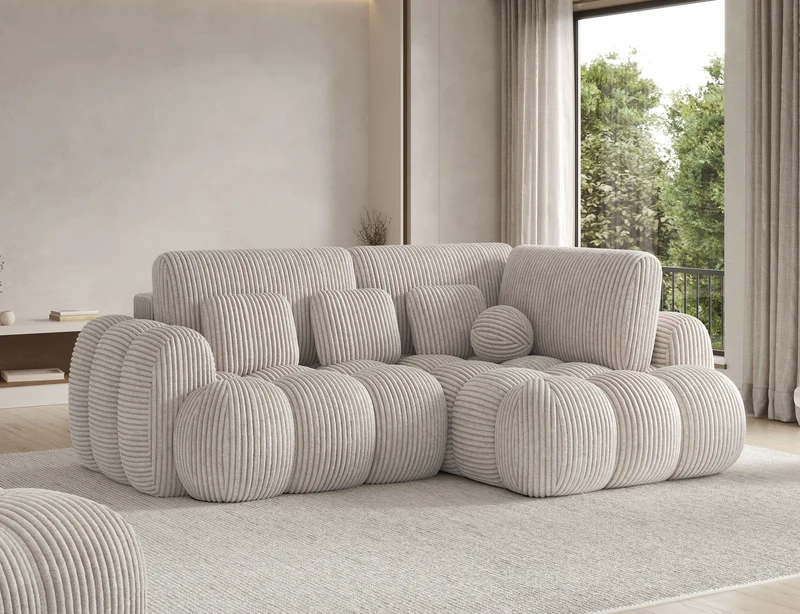 Canapé d'angle convertible design AUBER avec coffre de rangement
