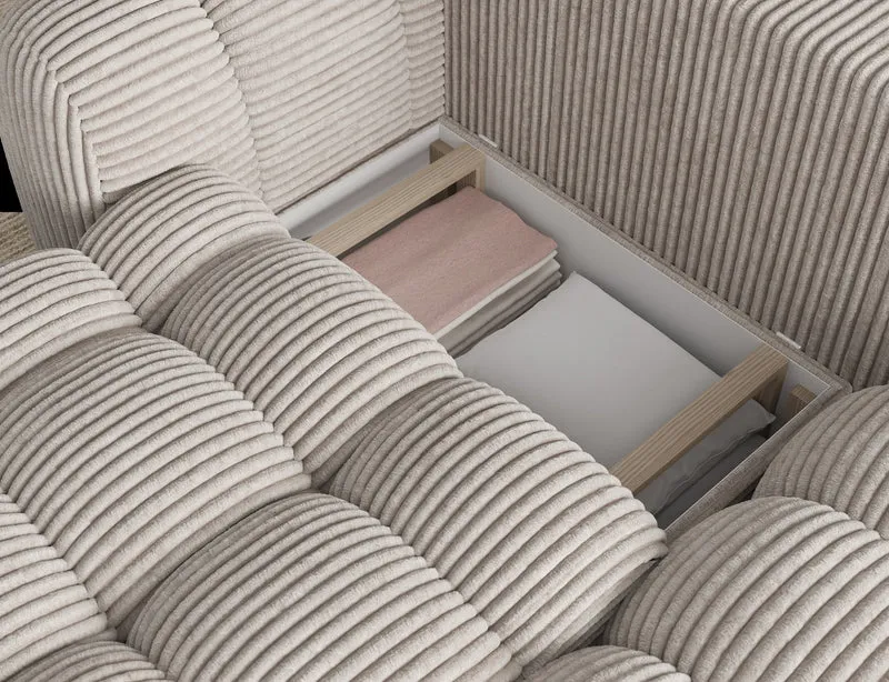 Canapé d'angle convertible design AUBER avec coffre de rangement