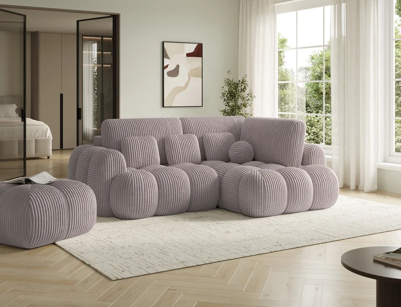 Canapé d'angle convertible design AUBER avec coffre de rangement