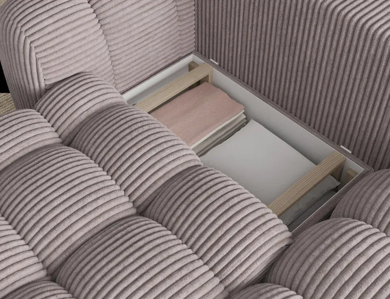 Canapé d'angle convertible design AUBER avec coffre de rangement