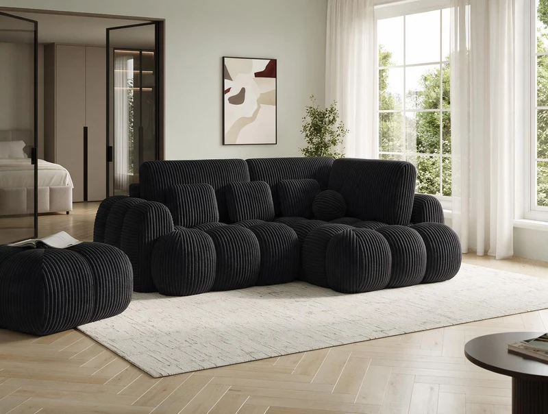 Canapé d'angle convertible design AUBER avec coffre de rangement