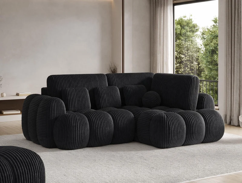 Canapé d'angle convertible design AUBER avec coffre de rangement