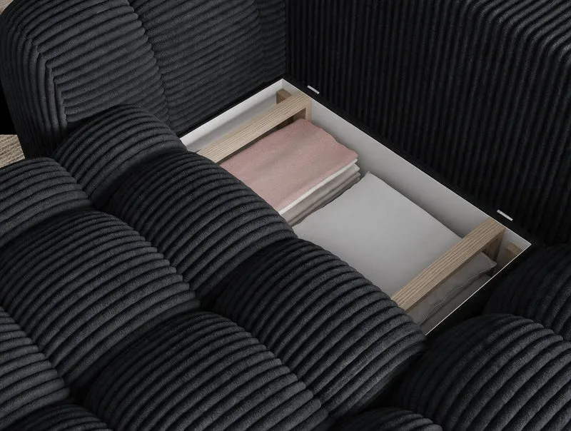 Canapé d'angle convertible design AUBER avec coffre de rangement